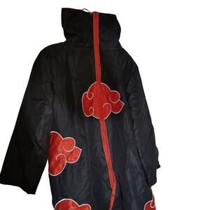 Naruto Akatsuki Itachi Cloak Anime Cosplay Black Red Clouds Robe Adult Medium